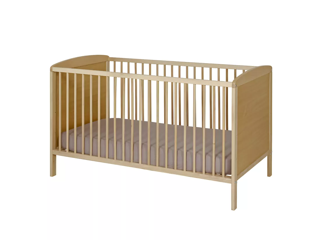 Lit bébé à barreaux 70x140 cm bois massif bois naturel FLOCON