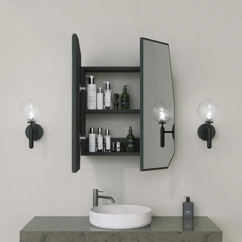 Emob Spiegelkast Woody Fashion - 50 x 12 x 45 cm - Zwart