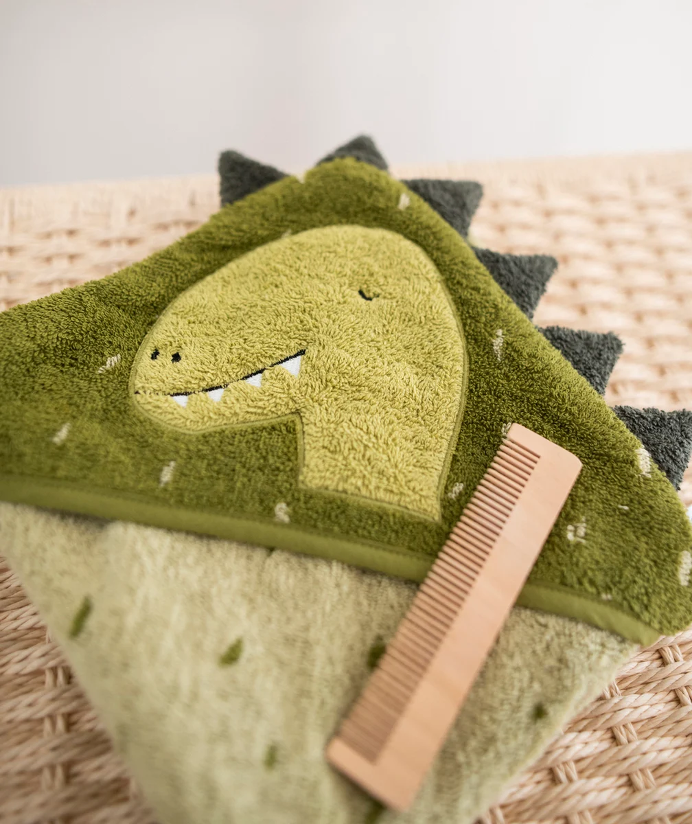 TRIXIECAPE DE BAIN BÉBÉ DINO VERT