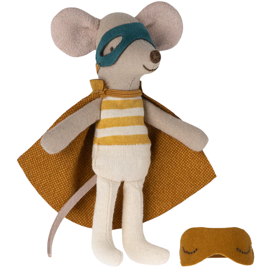 Maileg knuffelmuis kleine broer- superheld
