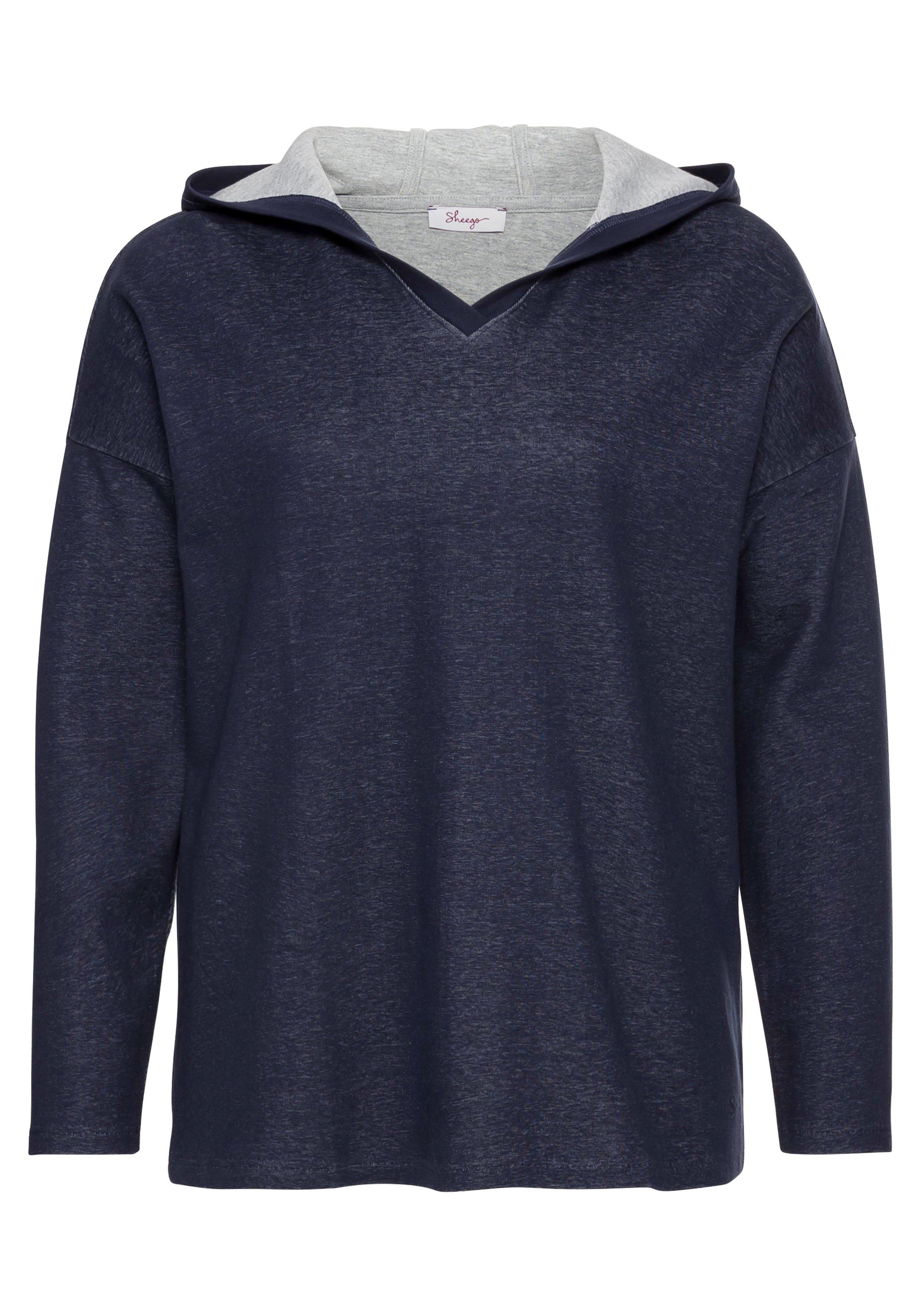 Shirt mit V-Ausschnitt und Kapuze