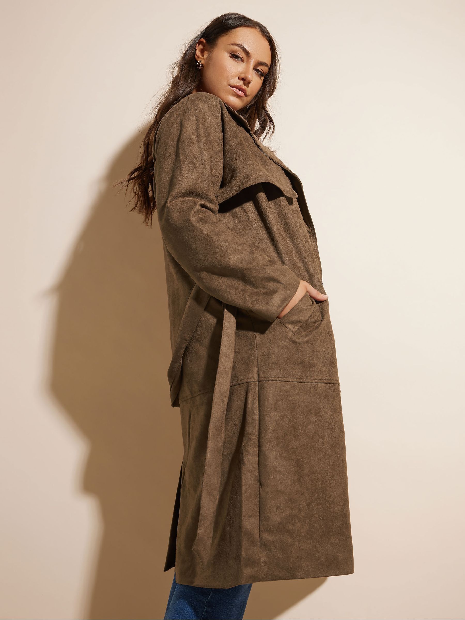 Yours Curve suède trenchcoat