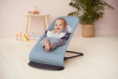 BabyBjörn Balance Soft Vippestol Vevet Jerseystoff, Blå/Grå