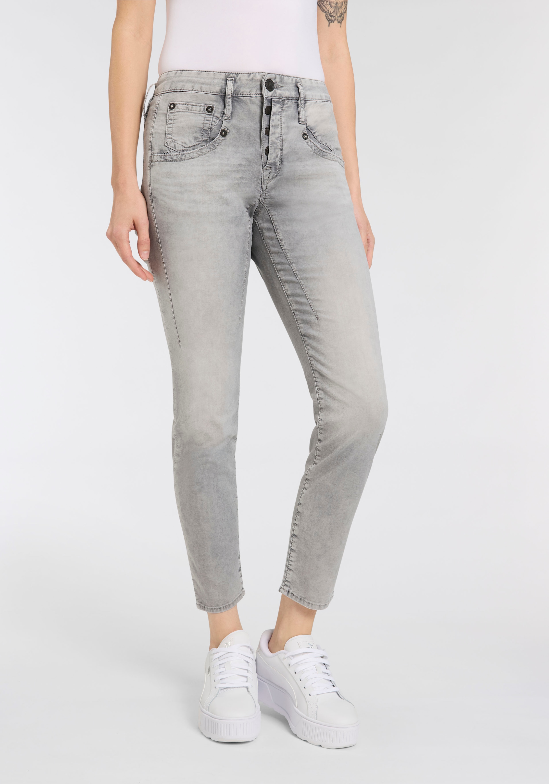 Herrlicher 5-Pocket-Jeans »Shyra Cropped Denim Grey Light Stretch«, in Cropped-Länge