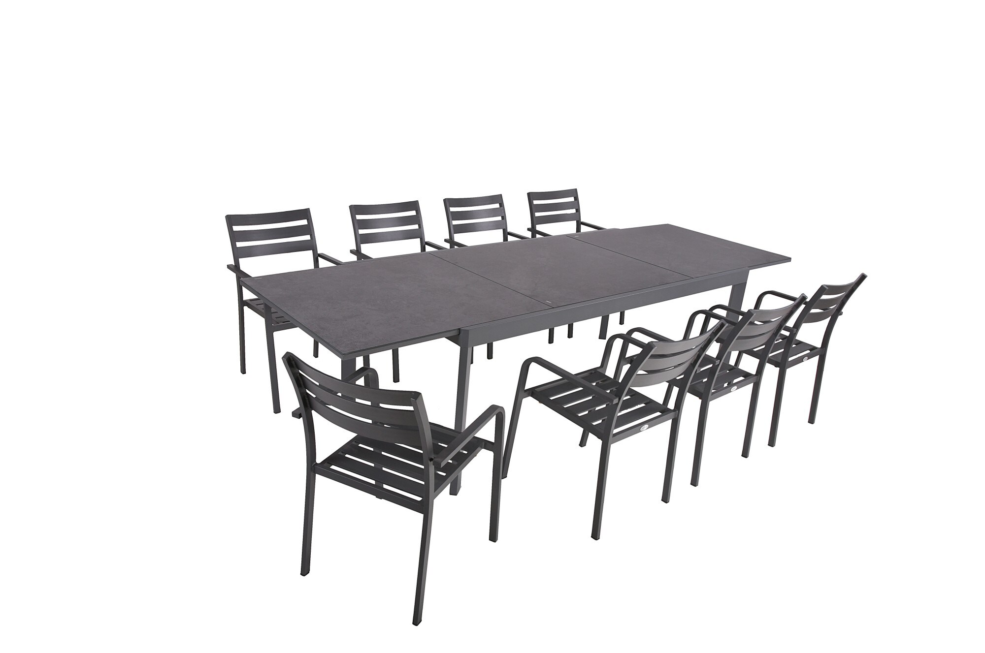 Alu Tischgruppe NEREA Set 9-tlg Garten Sitzgruppe Outdoor Schwarz Metall Möbel