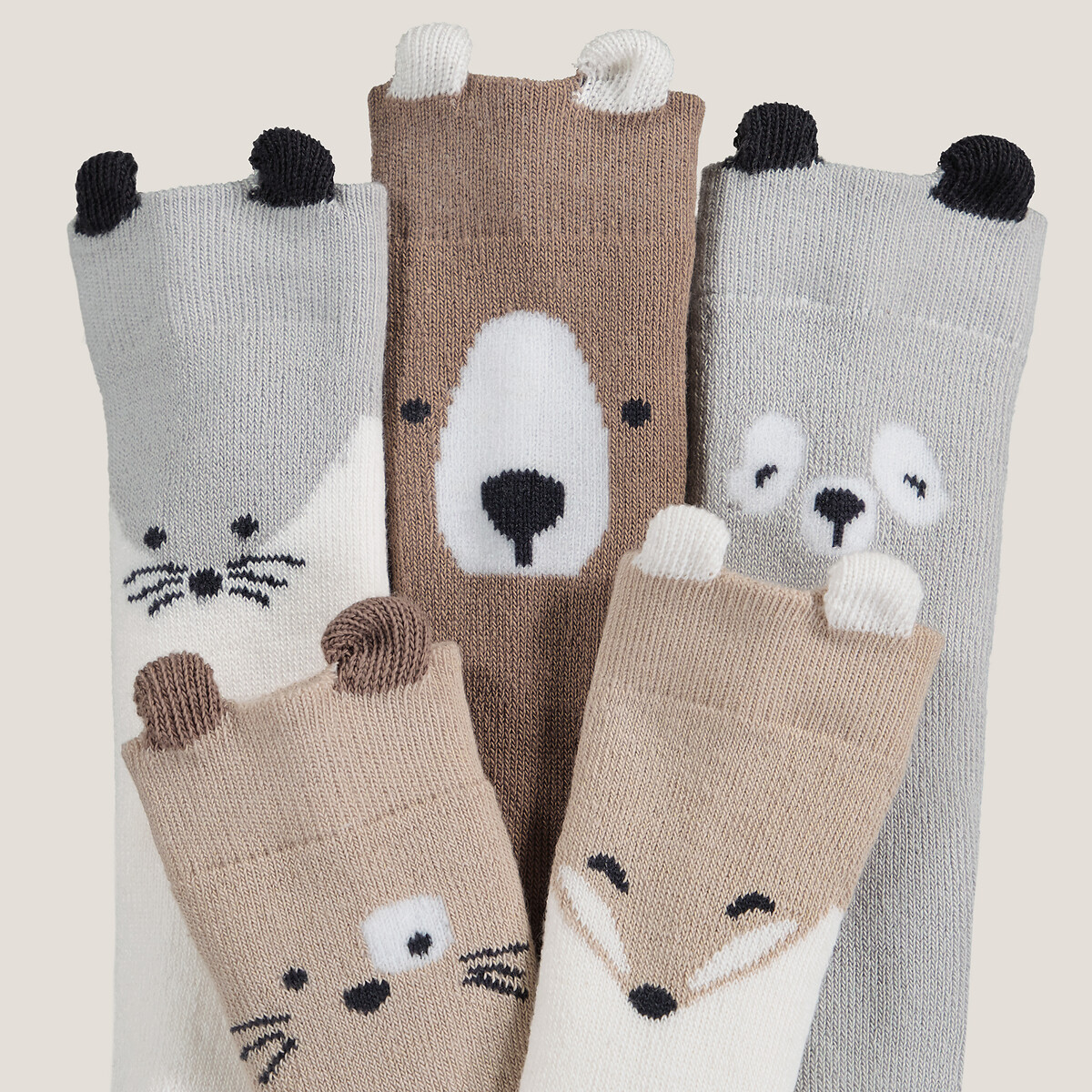 COLEÇÃO LA REDOUTE<br>Conjunto de 5 pares de meias com estampa animal