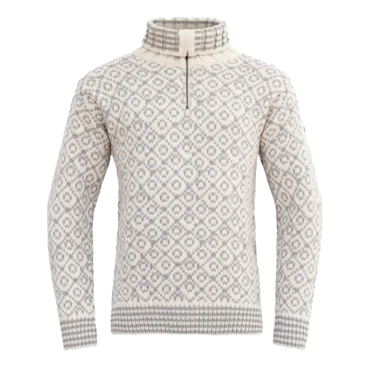 Devold Unisex Svalbard Wool Zip Neck Offwhite/grey