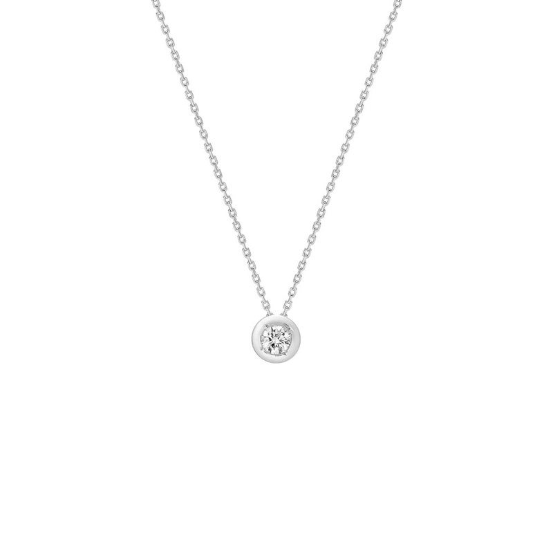 Collier Femme - Or 18 Carats - Diamant 0,18 Carats - Longueur : 42 cm