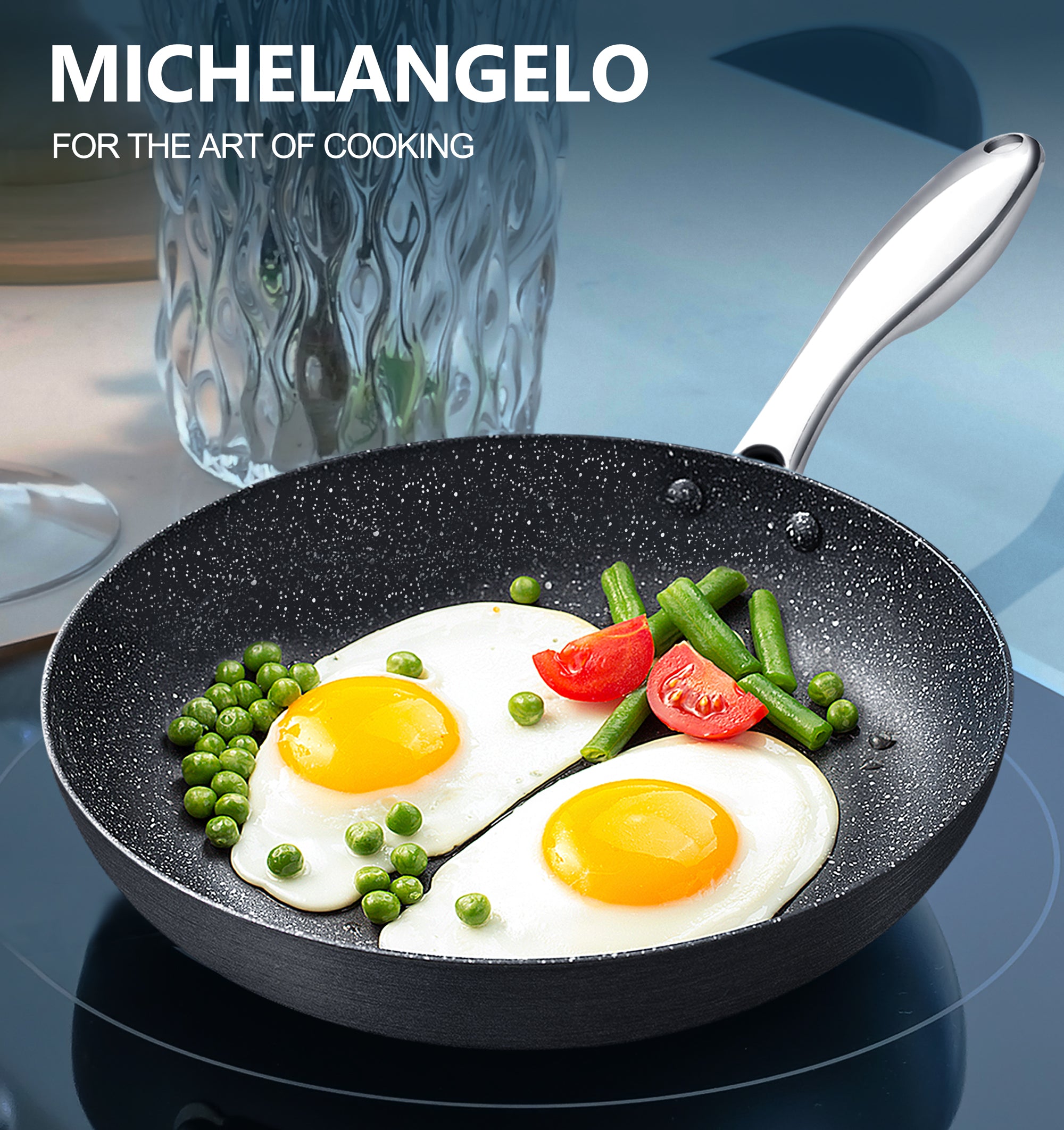 MICHELANGELO Hard Anodized Frying Pans Nonstick with Lid, 9.5