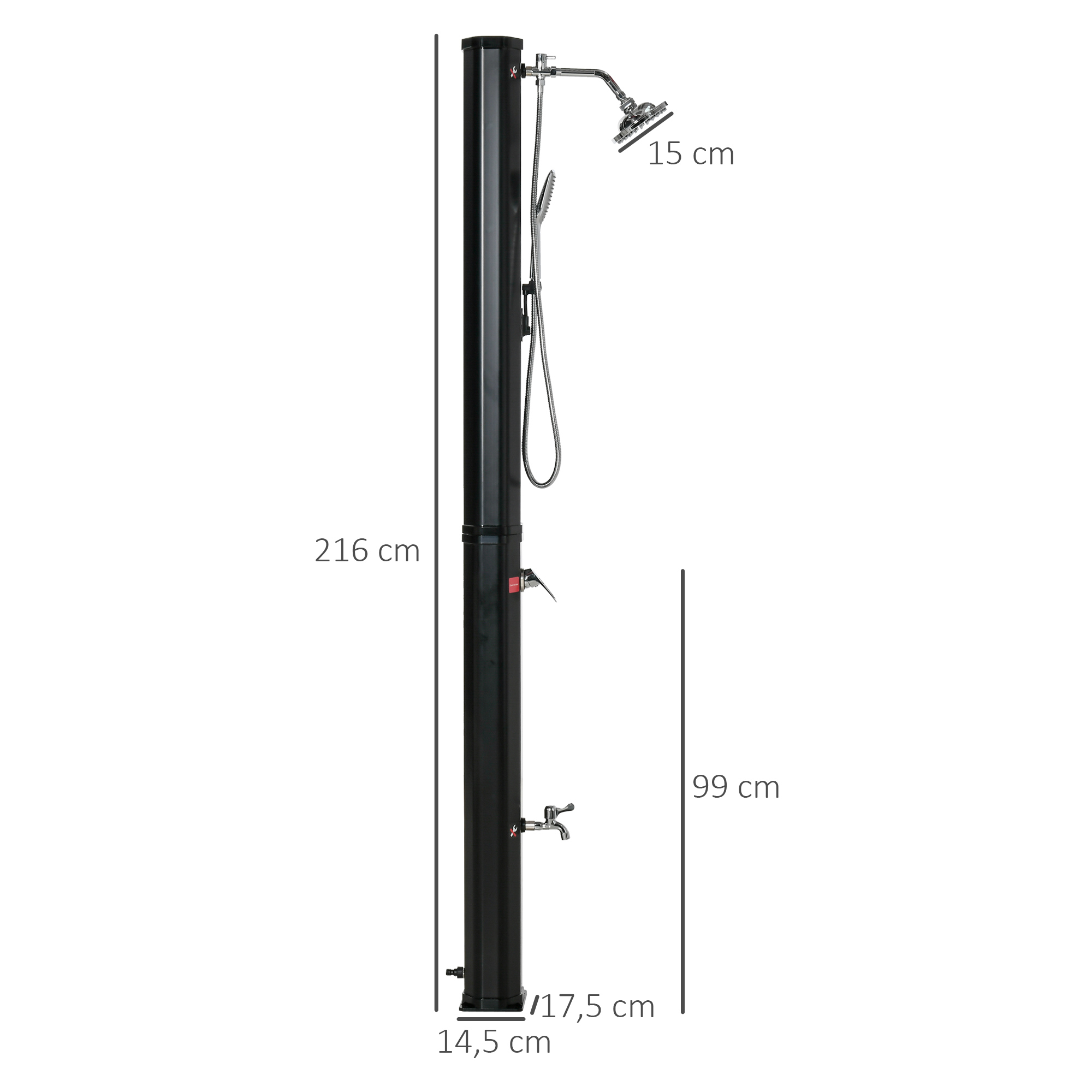 Chuveiro solar externo Outsunny preto