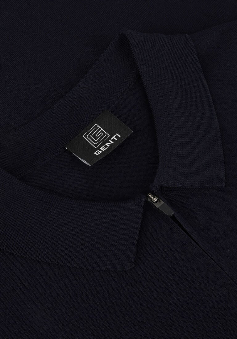 donkerblauwe genti polo polo zip ss k2053-1260