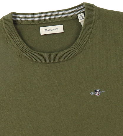 GANT Bluse - Strik - Shield Classic - Juniper Green