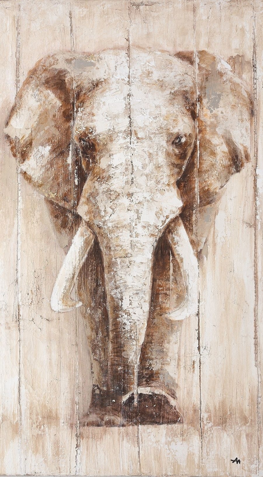 BÖNNINGHOFF Ölgemälde auf Echtholzrahmen ELEFANT 40x80cm