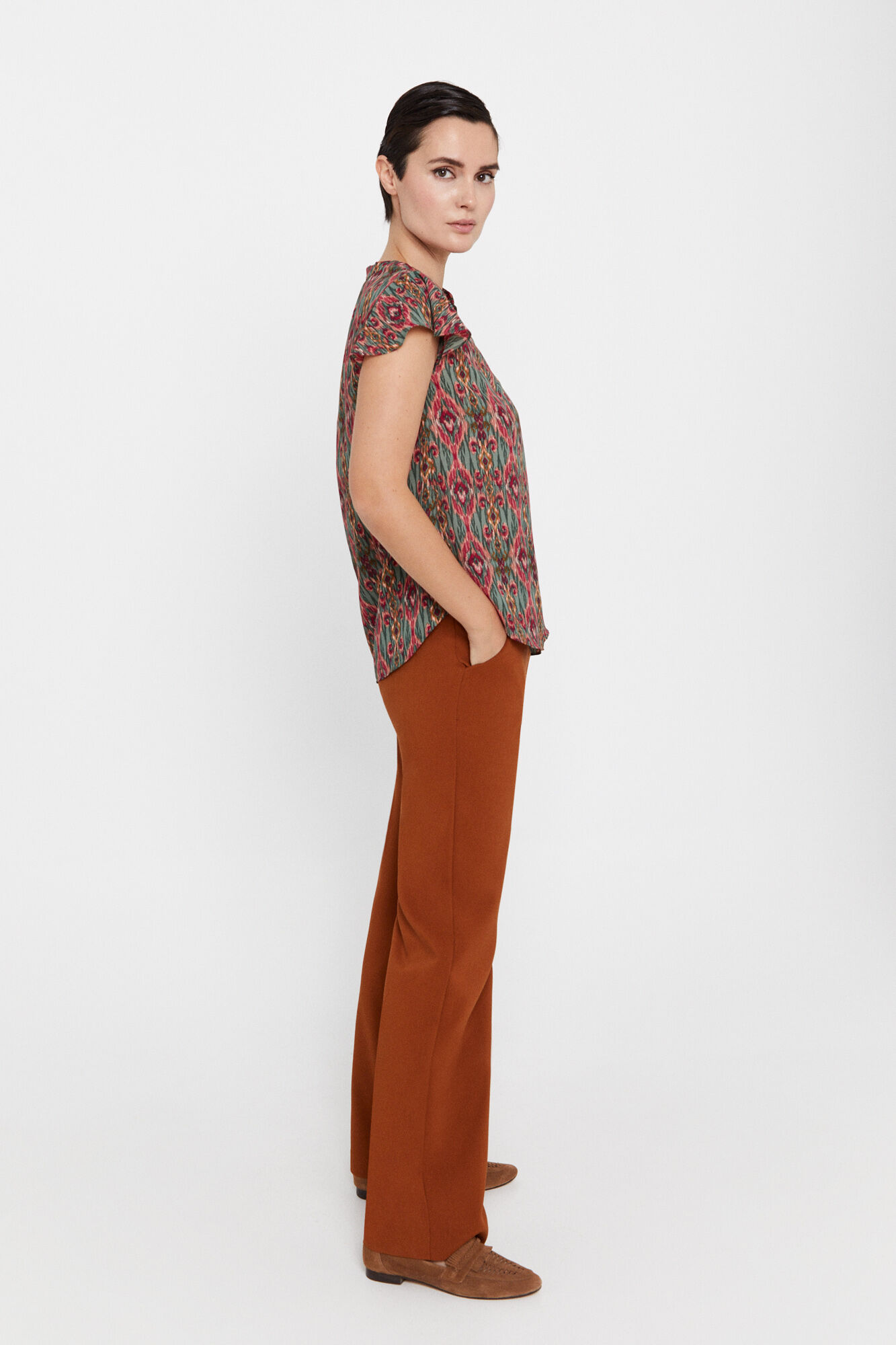 Blusa com mangas franzidas - Verde escuro
