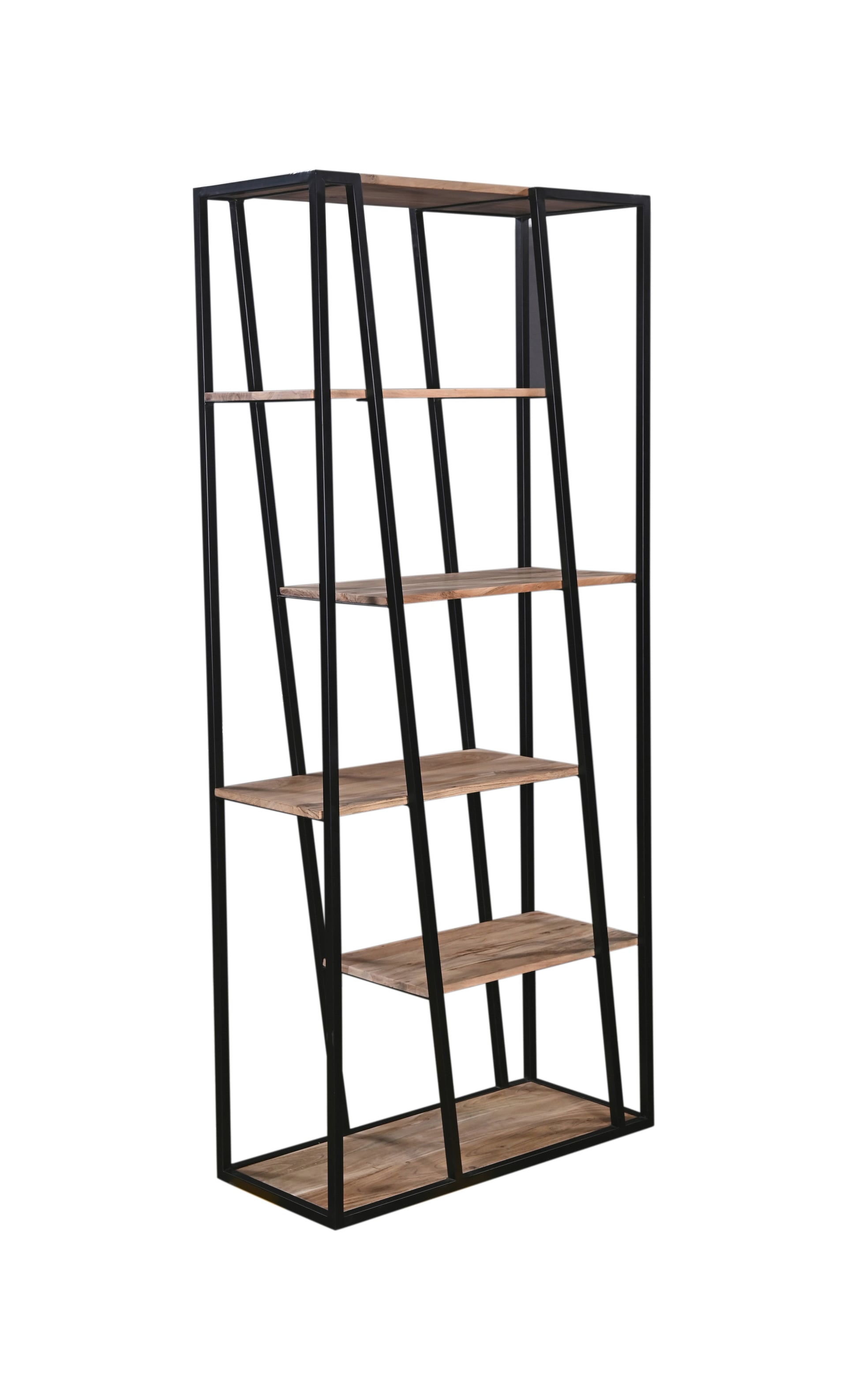 Regal LUANDA 80 x 180 cm Massivholz Akazie natur/schwarz