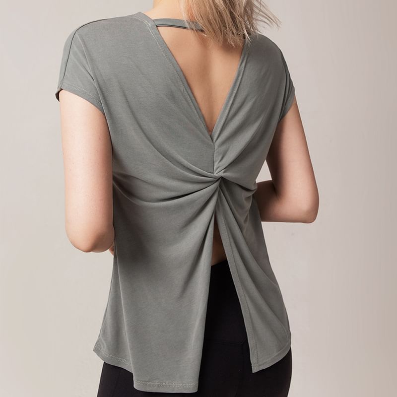 femmal - Sporttop met korte mouwen en effen twist