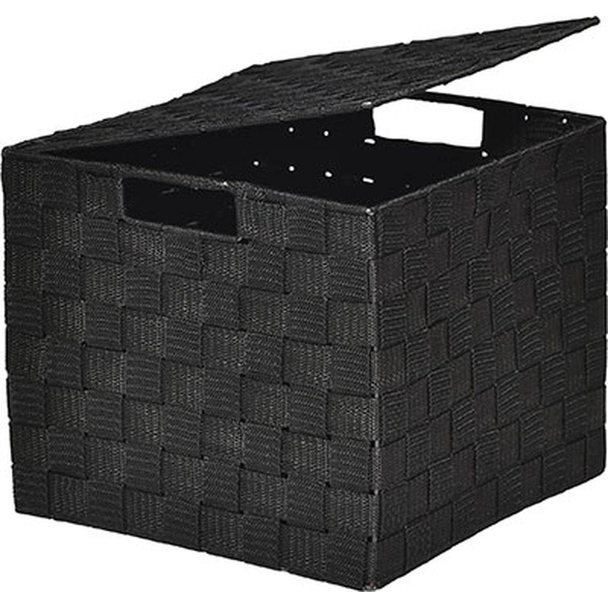 PANIER CARRE POLYESTER AVEC COUVERCLE NOIR TAILLE L