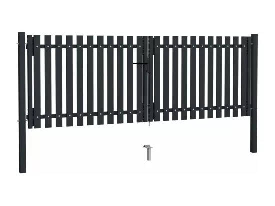 Portail de clôture à double porte Acier 306x125 Anthracite