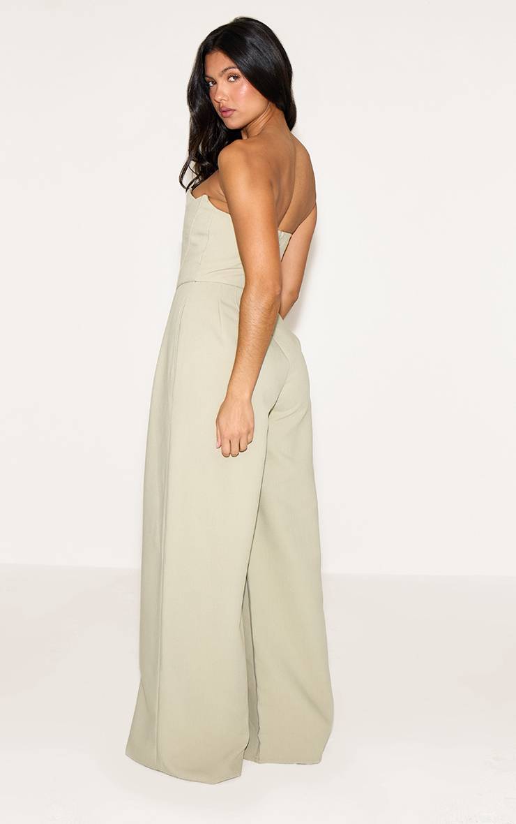 Vert Sauge Combinaison Pantalon Large Ajustée PLT Label Avec Détail Bustier Corset