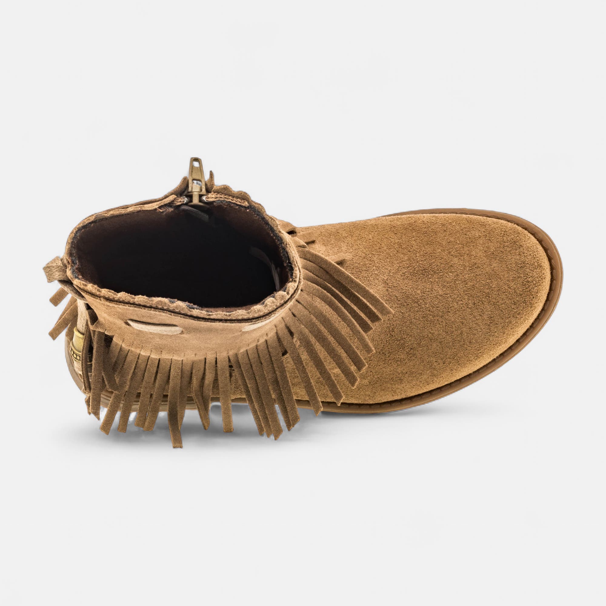 Bottines Fille en cuir beige