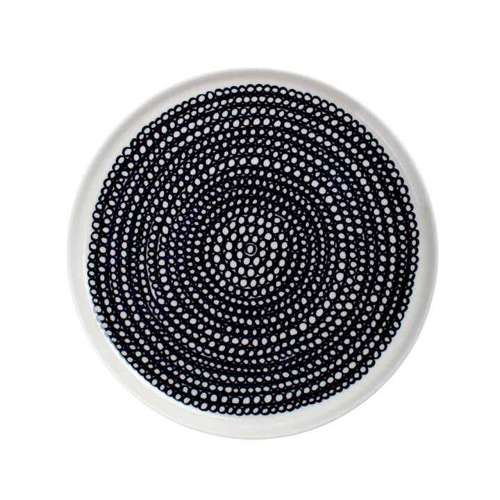 Marimekko - Oiva Räsymatto Teller, Ø 20 cm, schwarz / weiss
