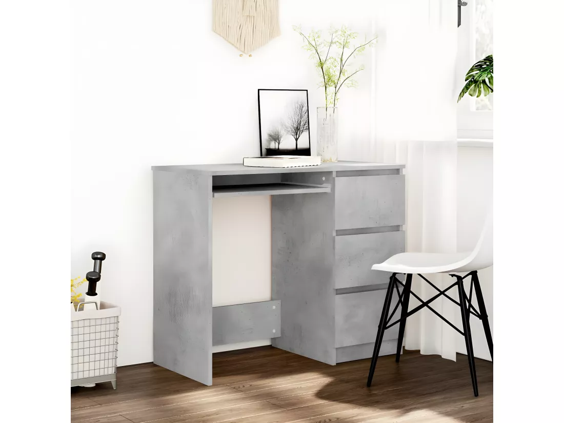 Bureau Gris béton 90x45x76 cm Aggloméré