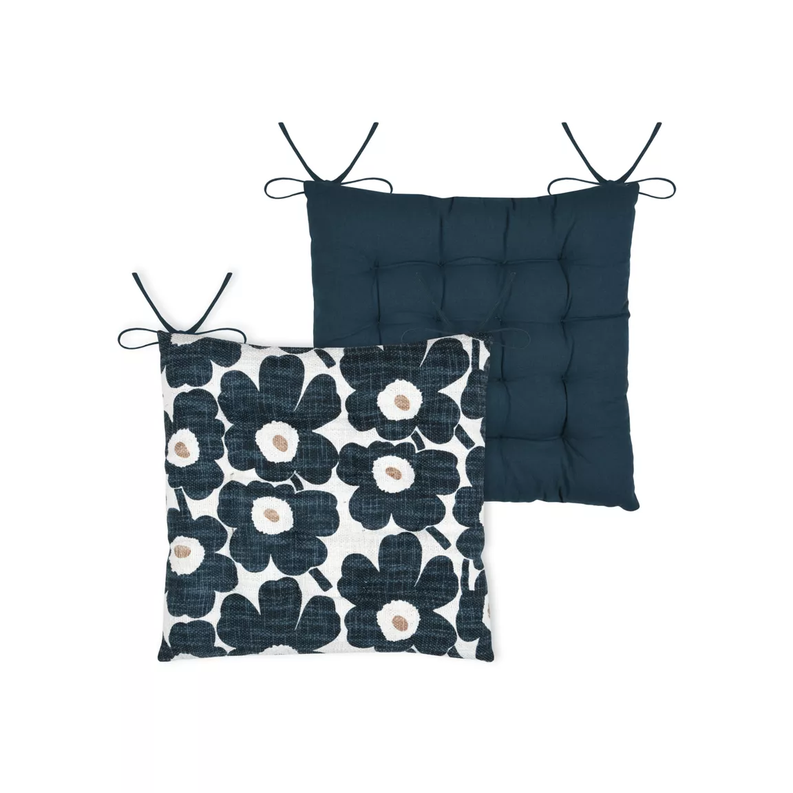 Coussin de chaise carré coton (38 x 38 cm) Eugénie Bleu marine