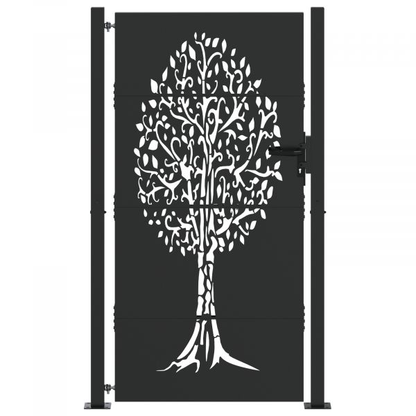 vidaXL Portão de Jardim Preto 105 x 200 cm Aço com Revestimento em Pó - 3148304605