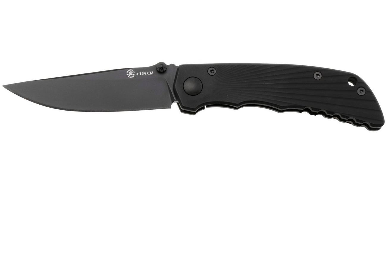 Spartan Harsey Folder 3.25 Talos II SFBL13BKBK, Black Ti Nitride 154CM, Black Starburst Aluminum zakmes