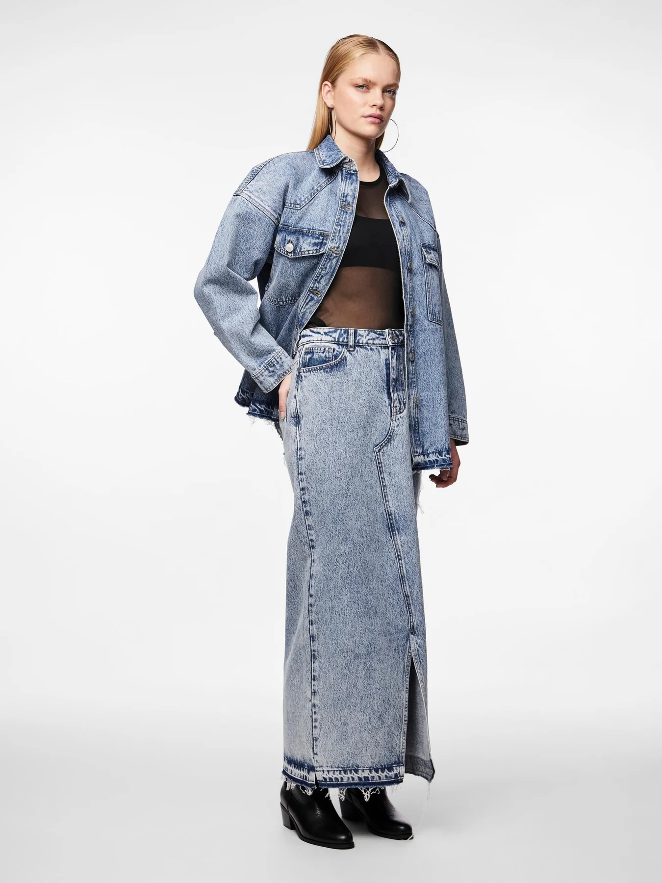 Pieces Pcnora Ankle Skirt 4499392 medium blue denim