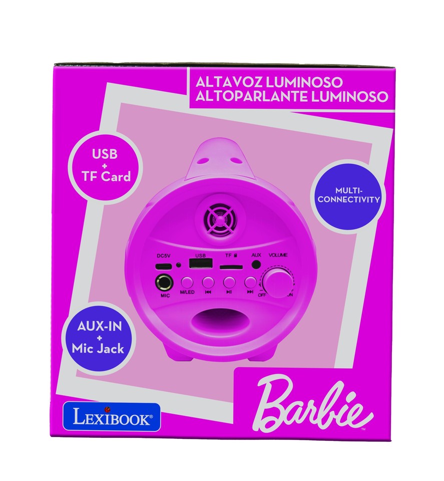 Lexibook - Barbie Bluetooth® lyshøjttaler med mikrofon