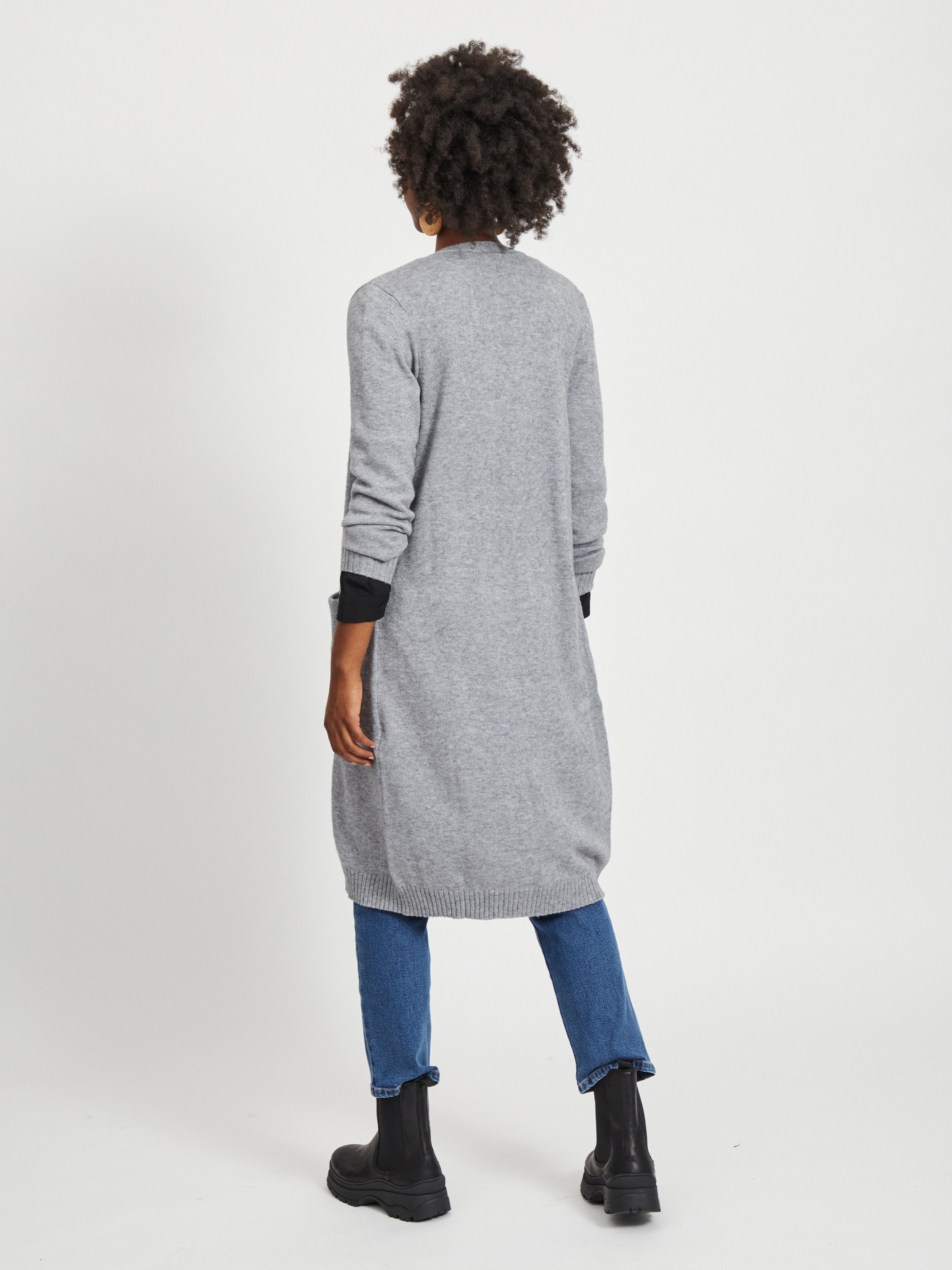 Vila  Viril Long L/S cardigan - Medium Grey Melange