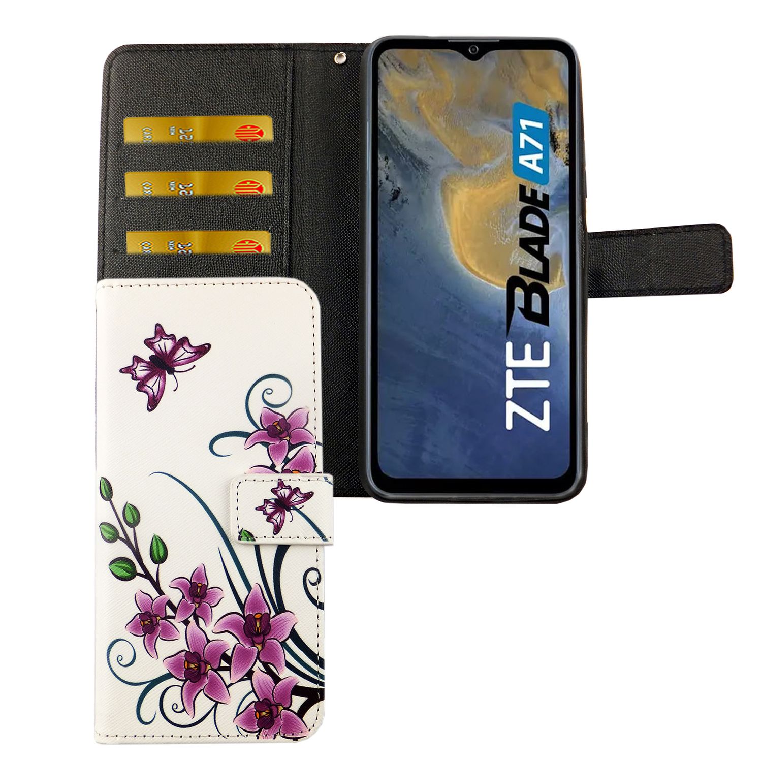 Handyhülle für ZTE Blade A71 Case Cover Schutztasche Schutzhülle Bookstyle Neu