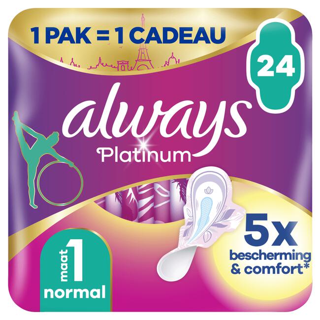 Always Platinum Maandverband Normal Met Vleugels 24 Stuks