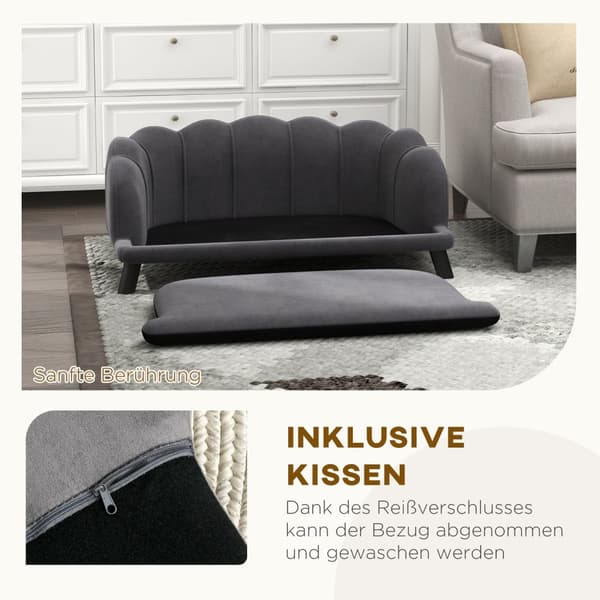 Luxury Hundesofa Ryggstøtte Treben Mørkegrå 98,5X60,5X35,5Cm