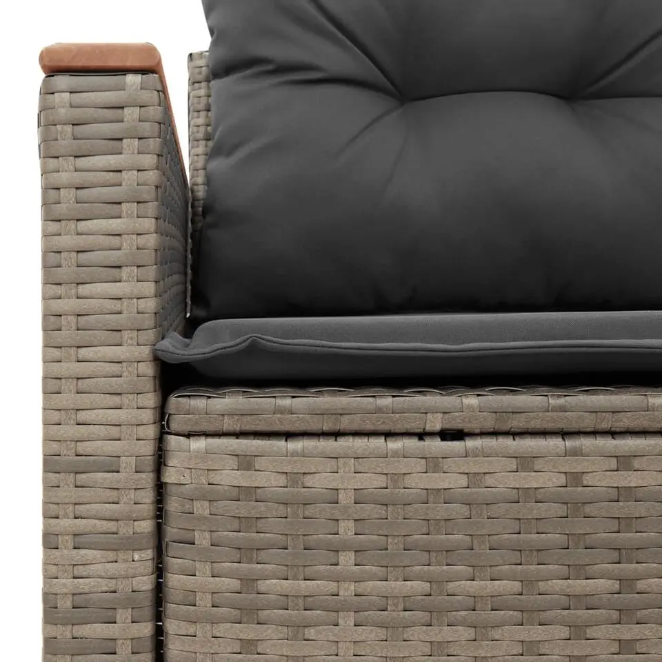 vidaXL - Tuinbank 2-zits - Grijs - Poly rattan - Met kussens