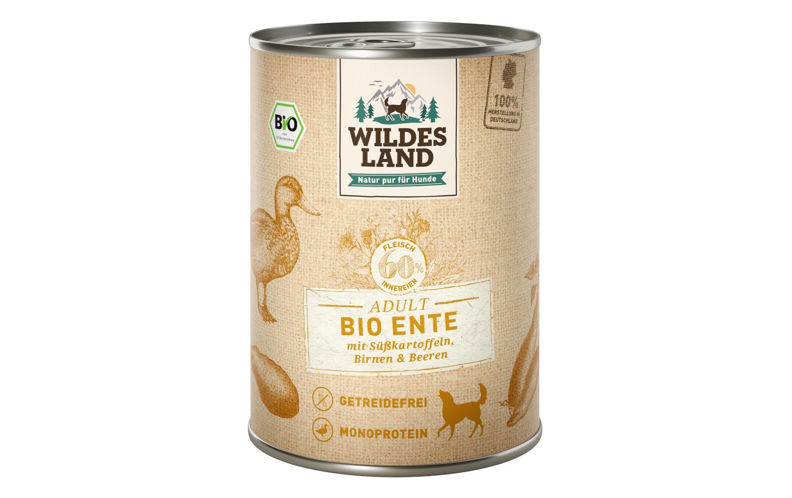 Nassfutter Ente mit Süsskartoffeln, Birnen & Beeren 6x400gAlleinfutter aus Entenfleisch mit Süsskartoffeln, Birnen & Beeren