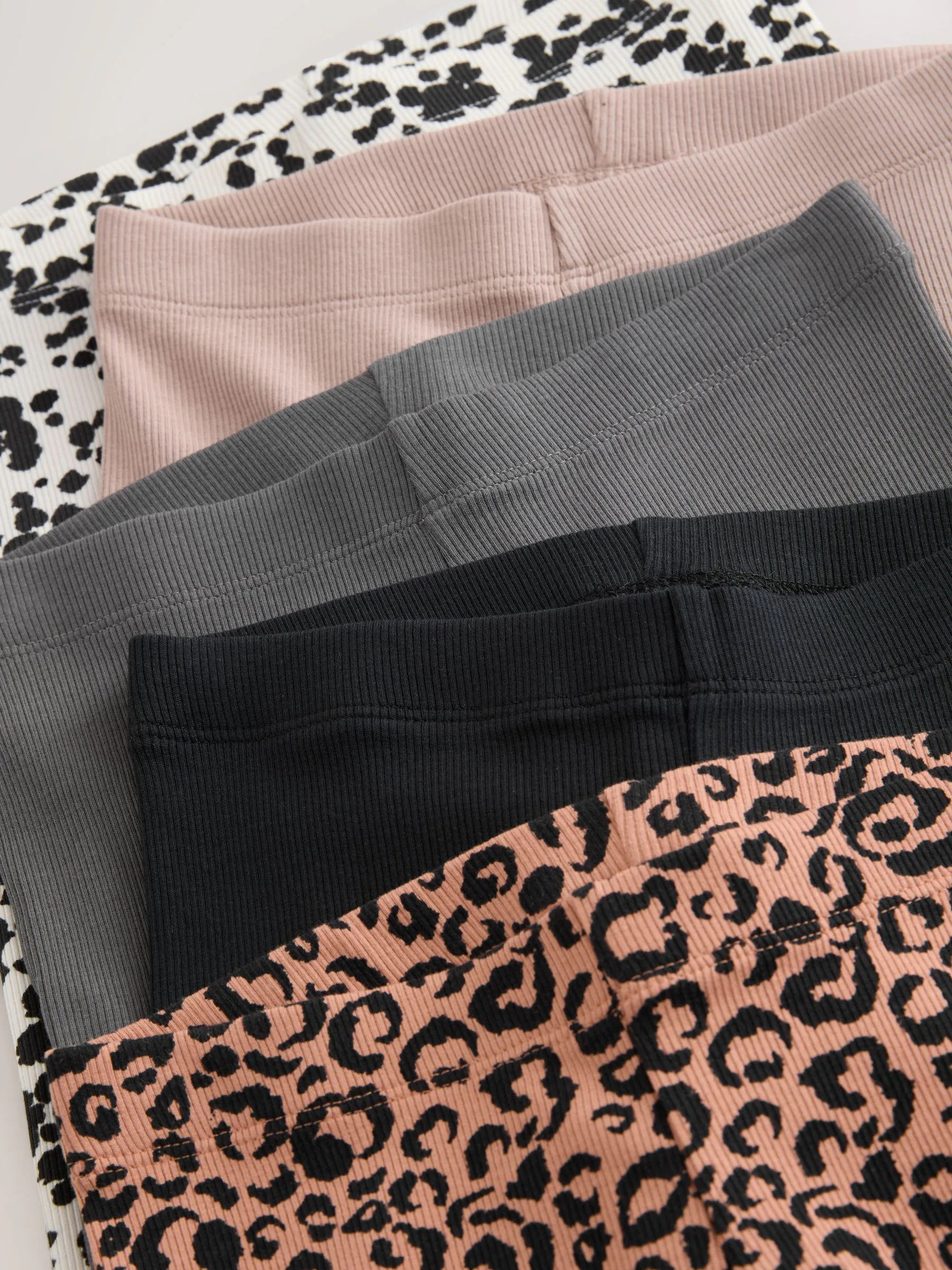 Dierenprint/neutraal - Verpakking van 5 geribbelde leggings (3-16jaar)