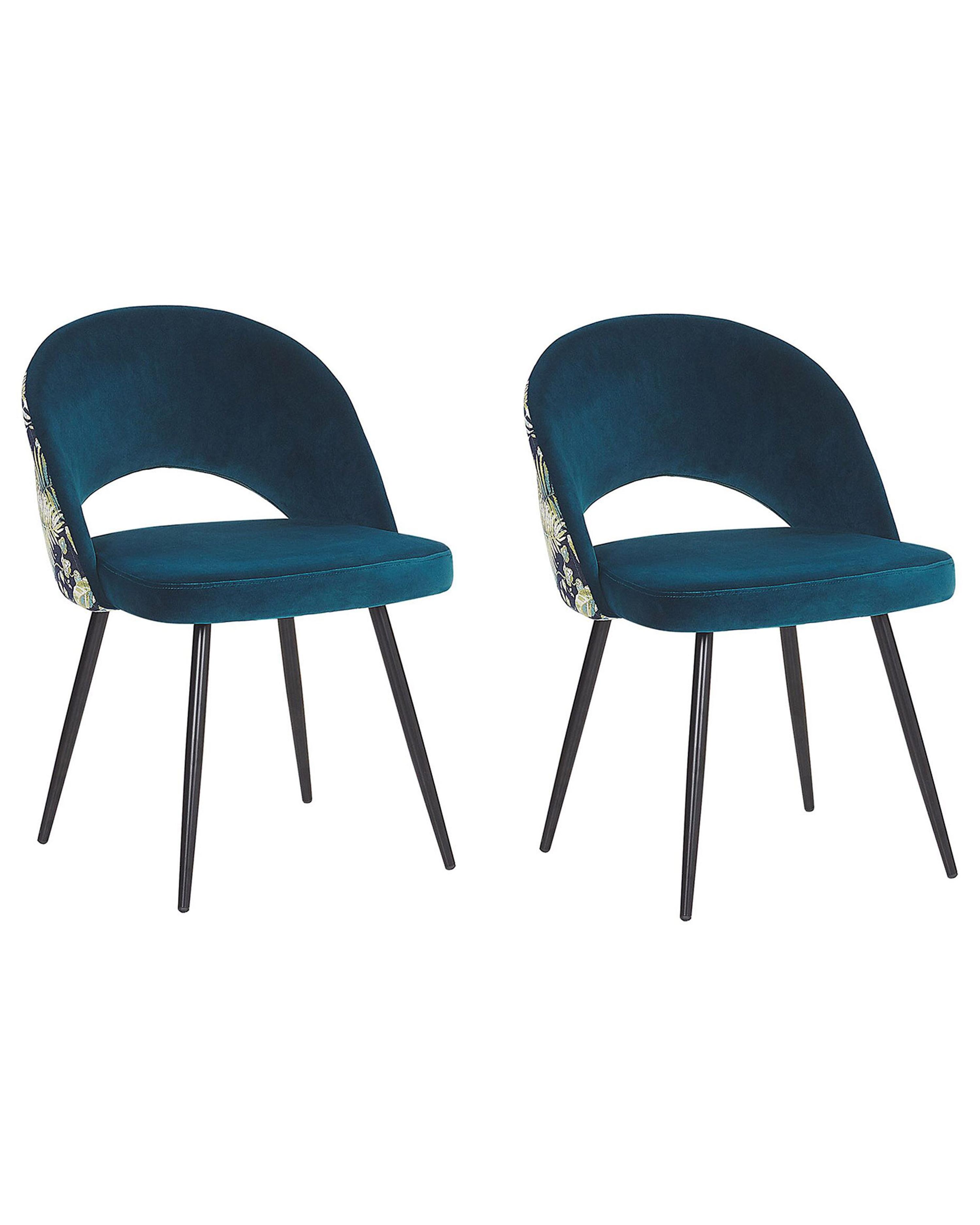 Set van 2 eetkamerstoelen VIVIAN Fluweel Zeeblauw