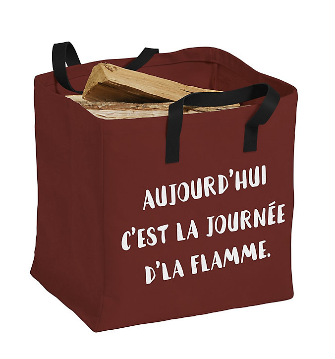 Sac à bûches en tissus Dixneuf Memo bordeaux