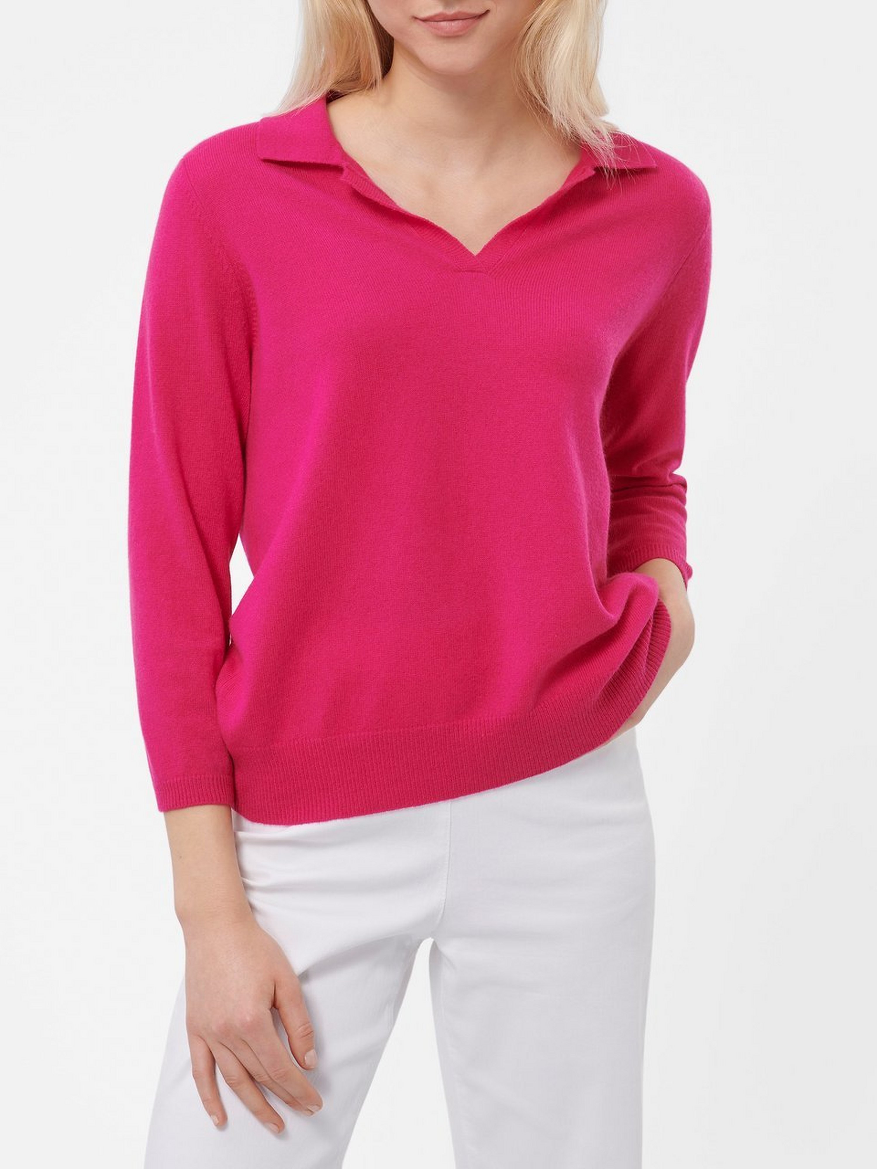 Polo-Pullover mit 3/4-Arm