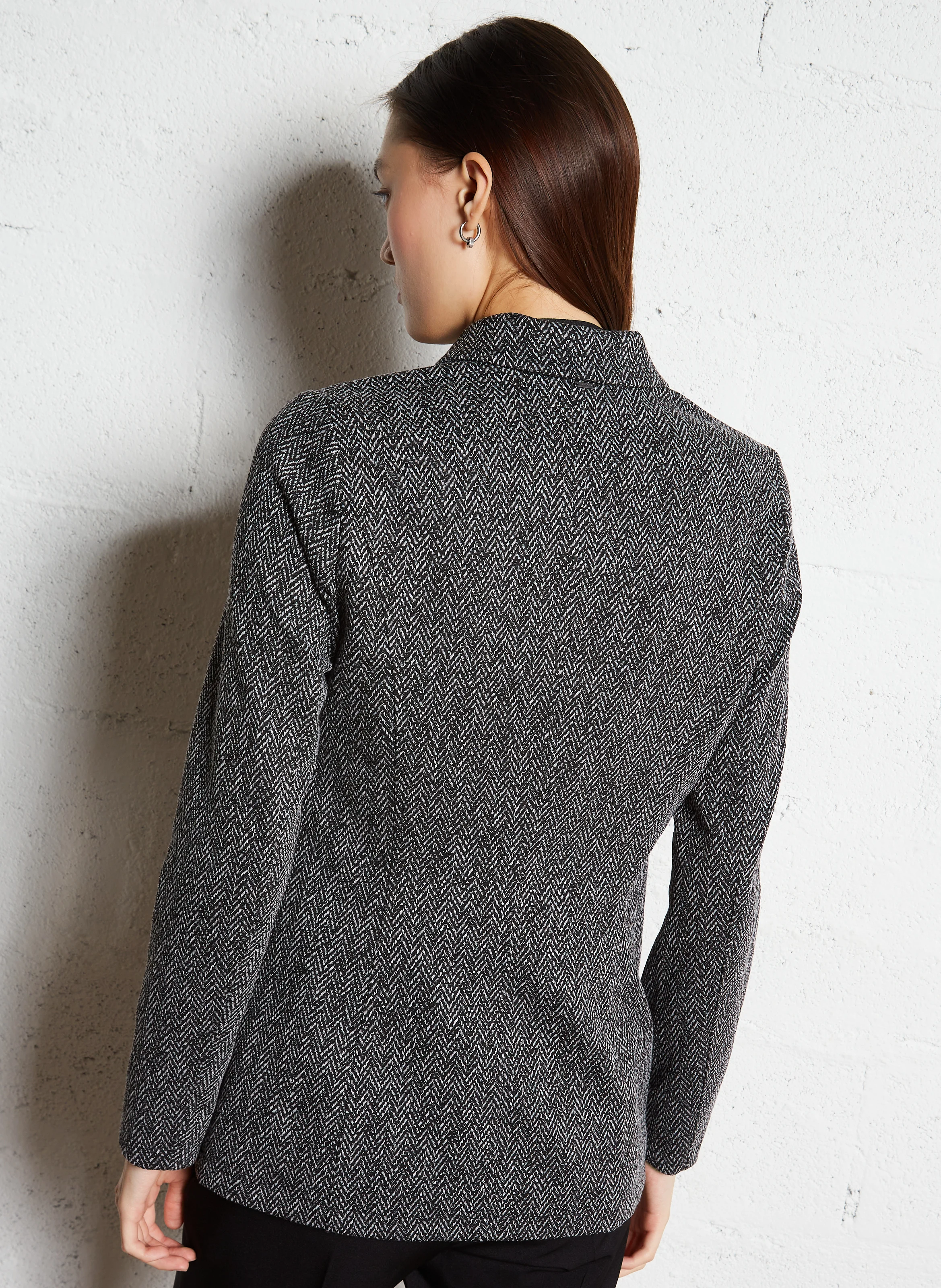 Veste cintrée à chevrons| Gris