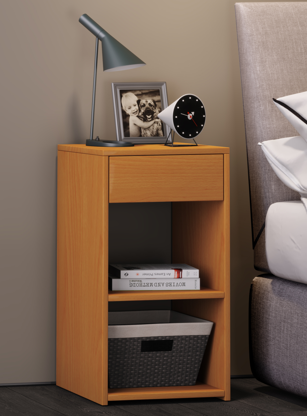 Beistelltisch Sledo Maxi - Buche - Schublade - 35 cm breit