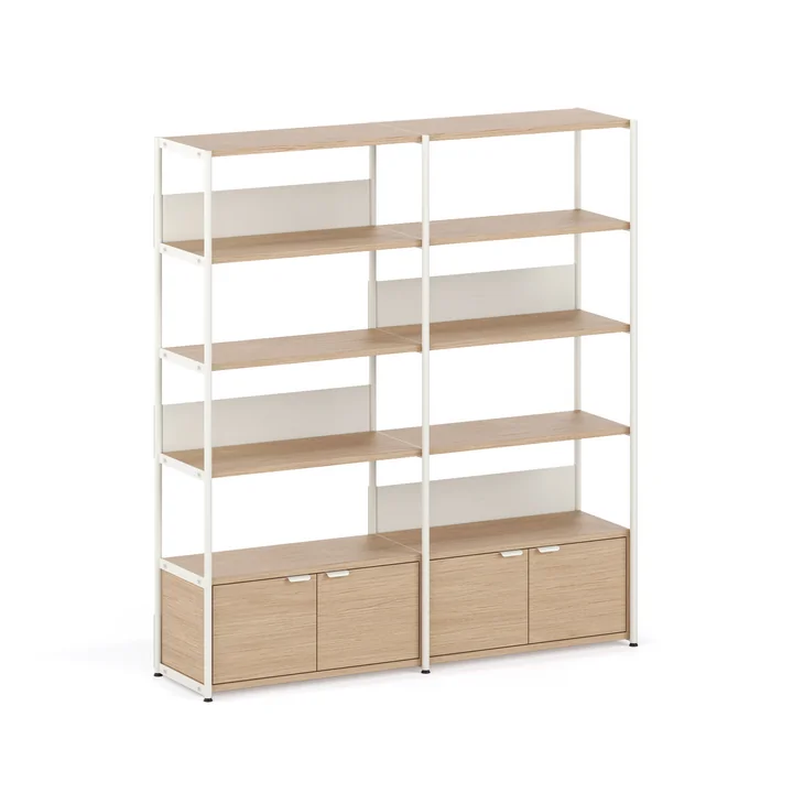 TipToe - Unit Regalsystem, H 180 x 164 cm, inkl. 2 Türen, Eiche / cream white