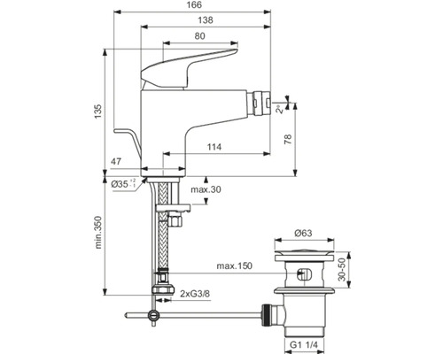 Ideal standard bidetmengkraan CERAFLEX chroom B1718AA