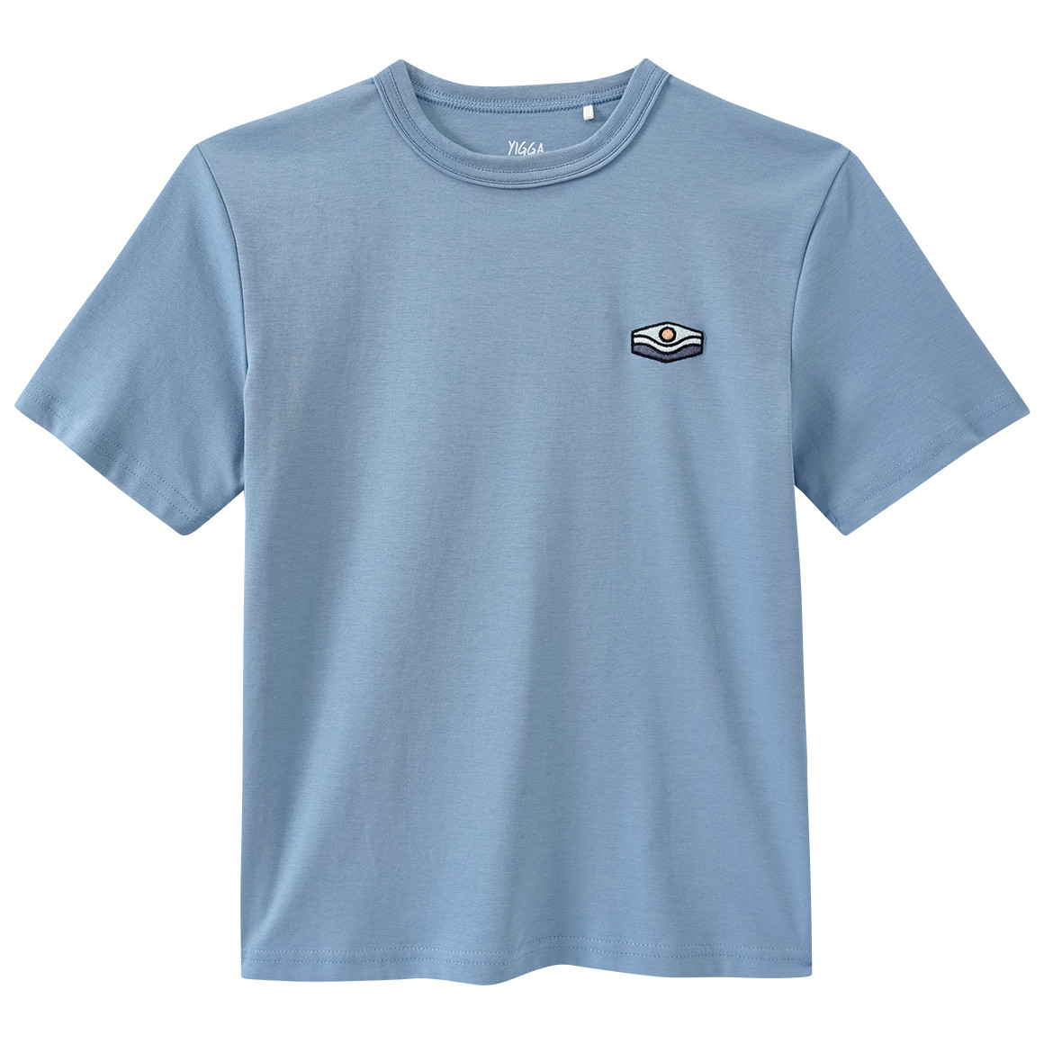 Yigga Jungen T-Shirt mit kleiner Stickerei blau