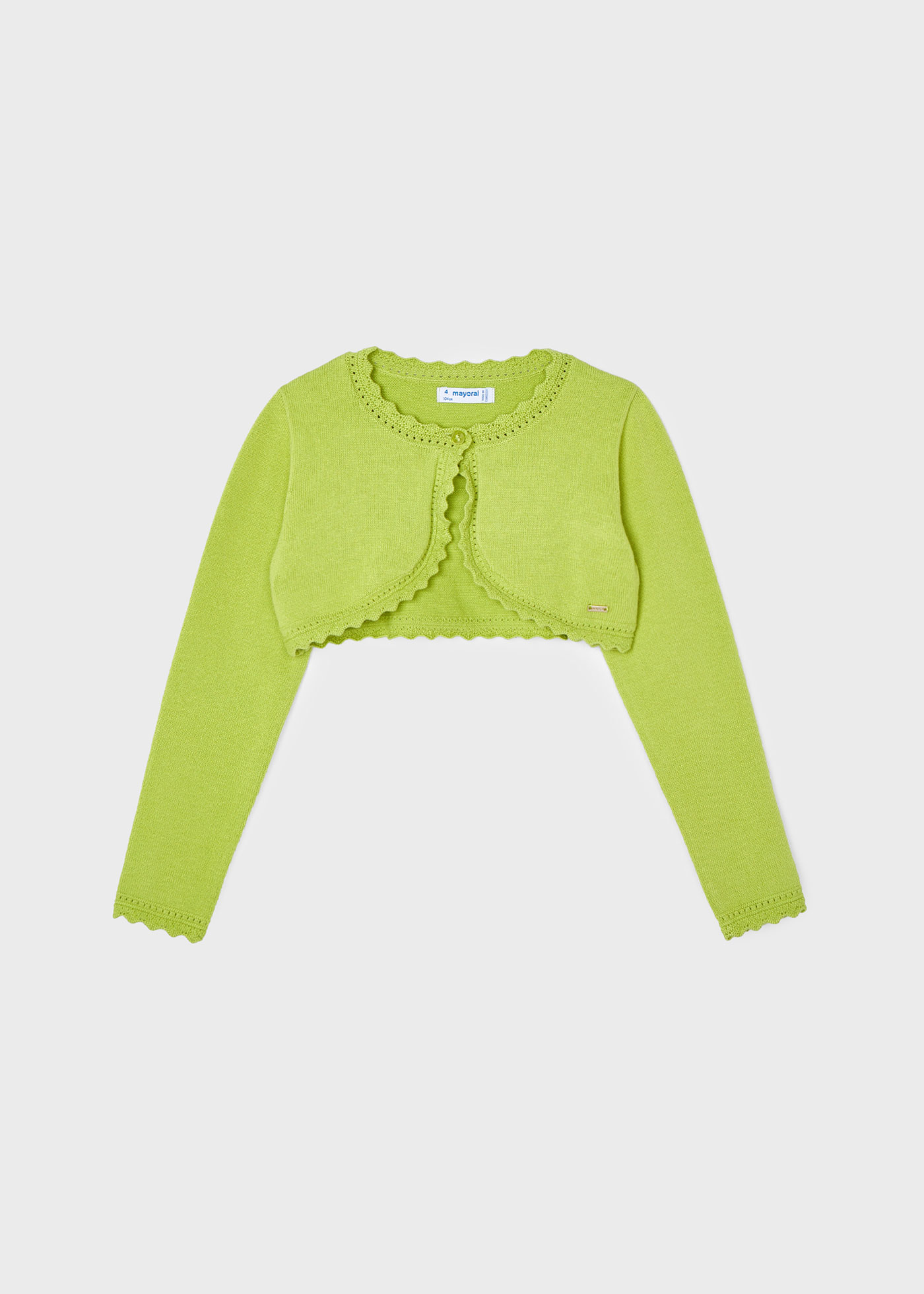Cardigã feminino Better Cotton em fio metálico na cor nude.