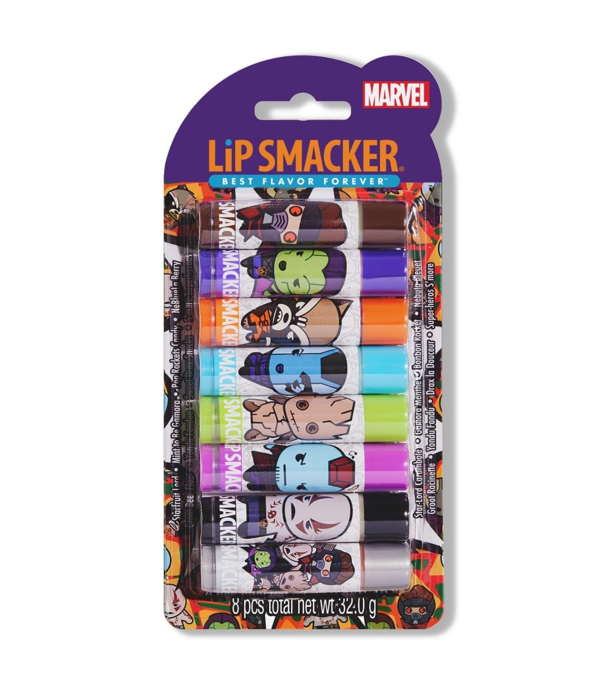LipSmacker - *Marvel* - Protetor labial Guardiões da Galáxia pacote 8 unidades