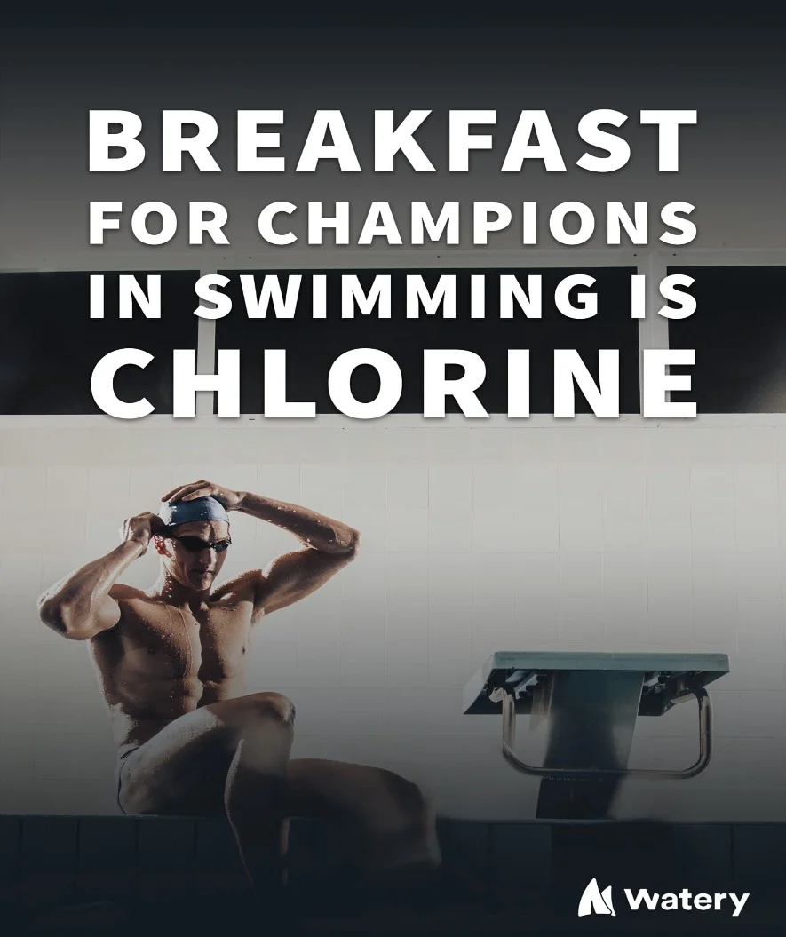 Watery svømmeplakat - Breakfast for champions in swimming is chlorine