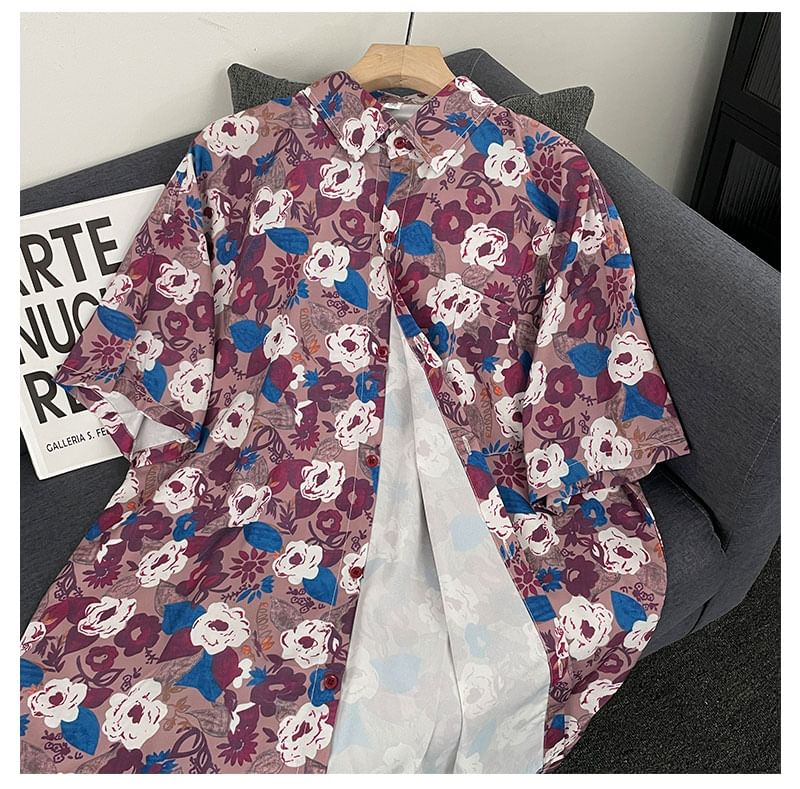 Mimiyox - Midi-jurk met 3/4-mouwen en bloemenprint